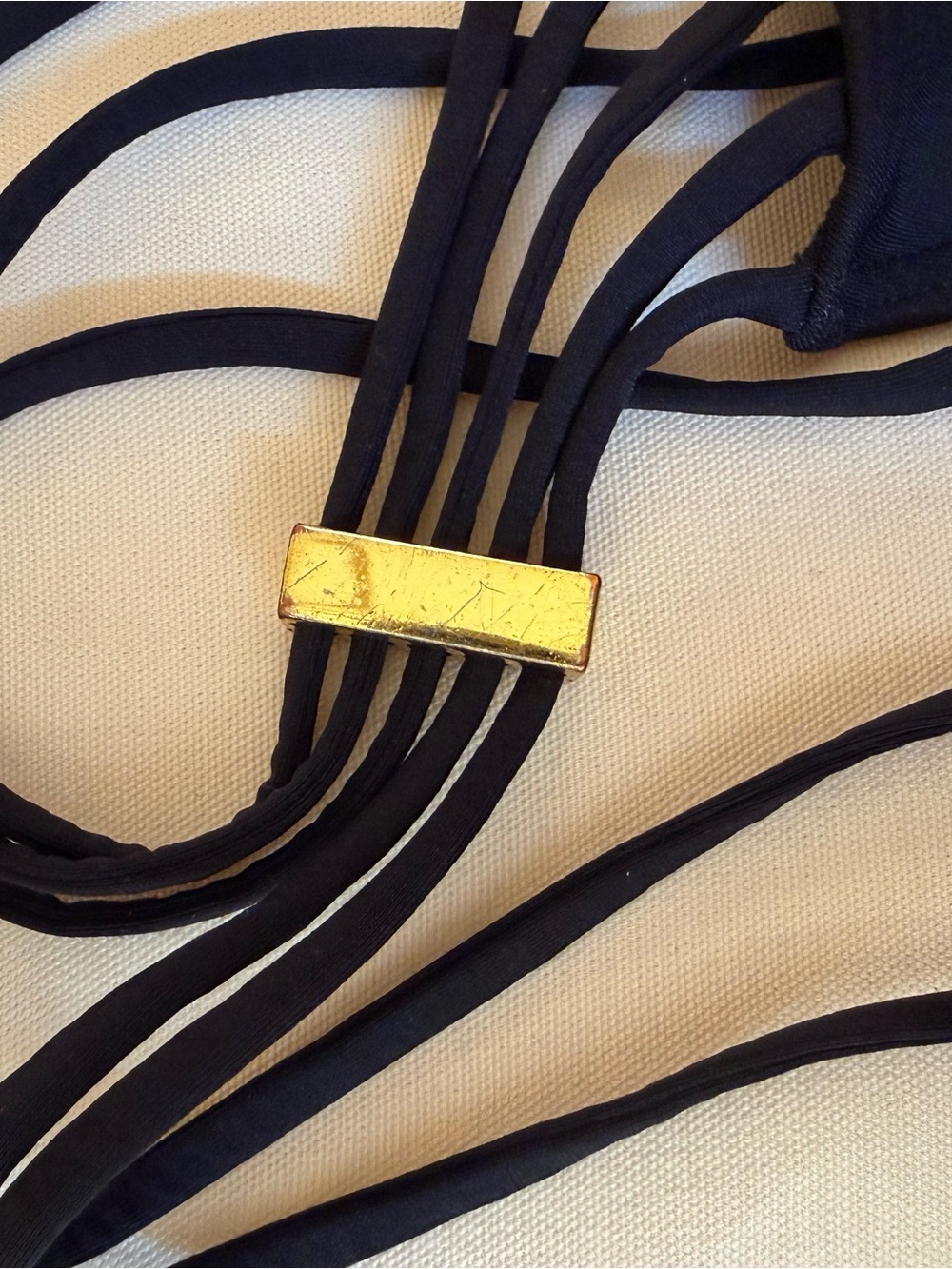 Victoria's Secret Black Strappy Push-Up Bikini Set with Gold Accents - Picture 6 of 12
